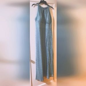 Size 14 Teal, mermaid, sparkle semi-formal, ankle length side slit dress